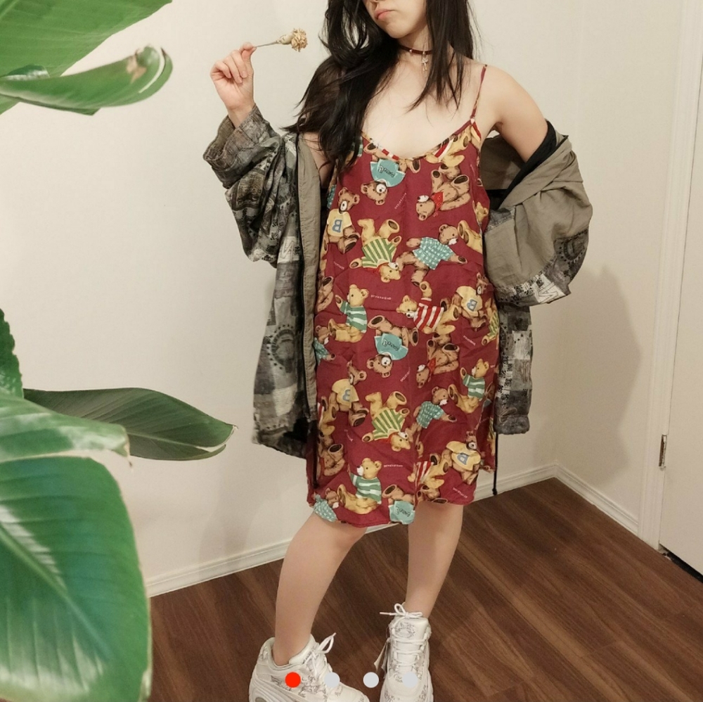 ʕ•ᴥ•ʔVintage Cute Bear Silk dressʕ•ᴥ•ʔ